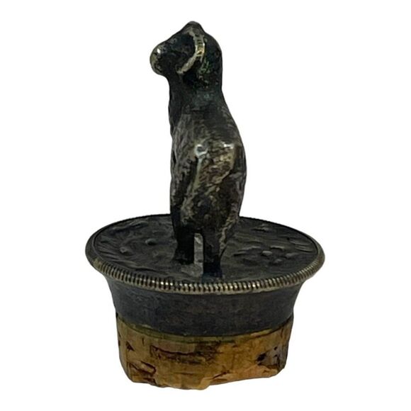 Vintage Figural Ram Lamb Sheep Metal Wine Decanter Bottle Stopper & Cork, German - Picture 4 of 9